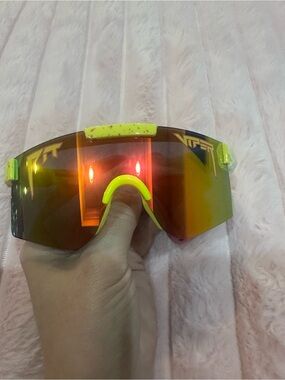 Kids Neon Yellow/pinkMirrored Sports Sunglasses